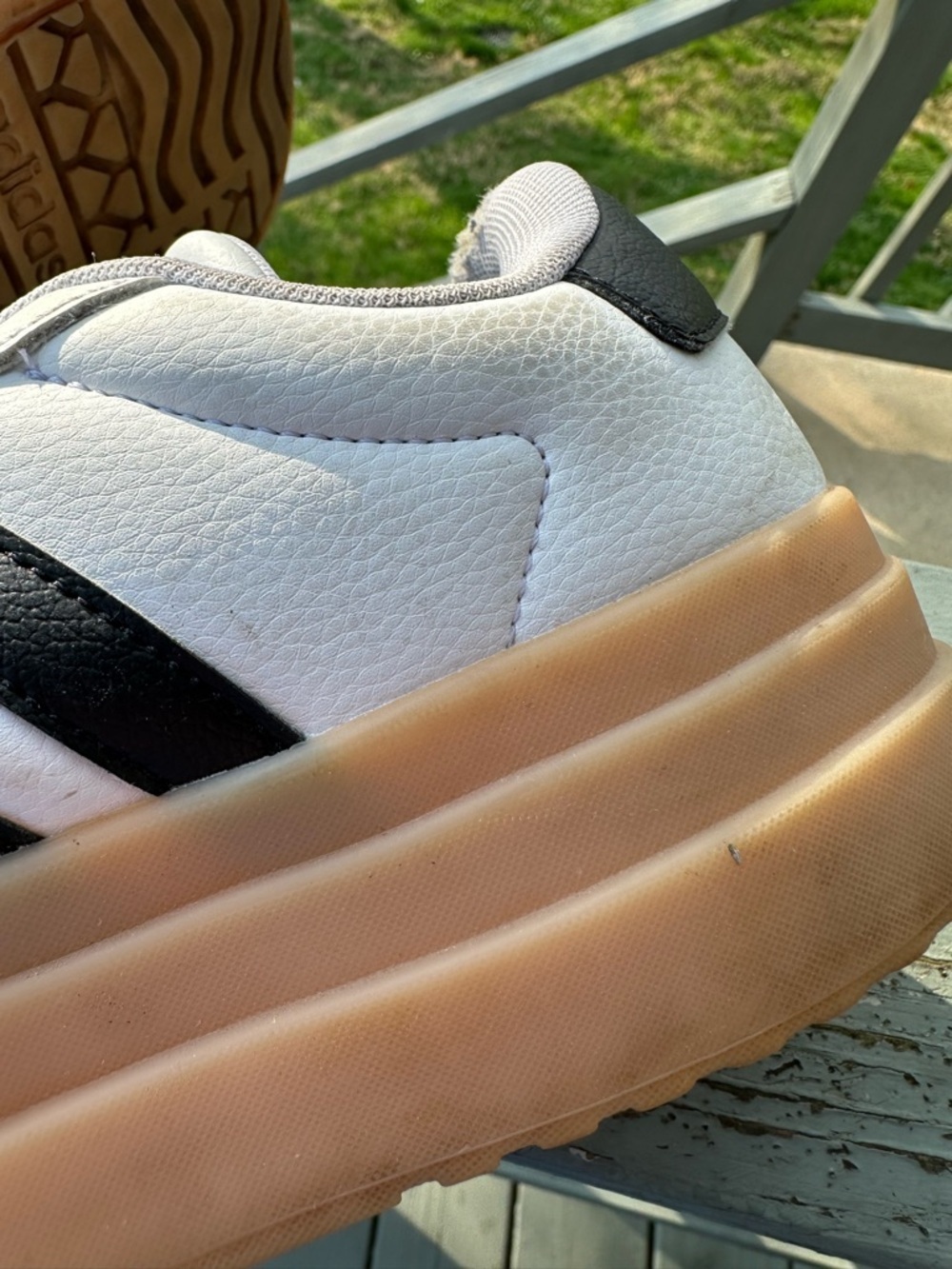 ADIDAS 7.5 UK 6 VL Blokecore Court High Platform White Black Leather Cream Tan - Picture 12 of 13